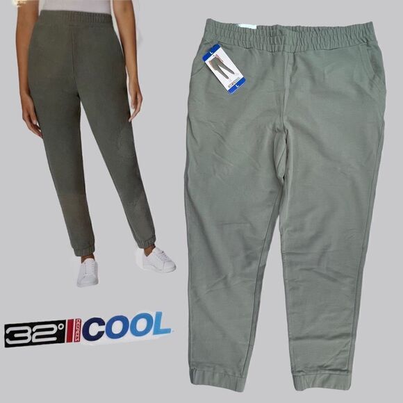 32 Degrees Women's Elastic Waistband Cargo Pockets Jogger Olive Green Large NWT - Picture 1 of 14